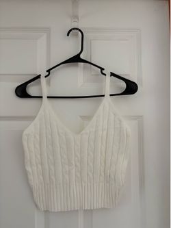 Women's Stretchy V-neck ribbed texture Tank Top. Color white. Size XL. No tag. No brand.