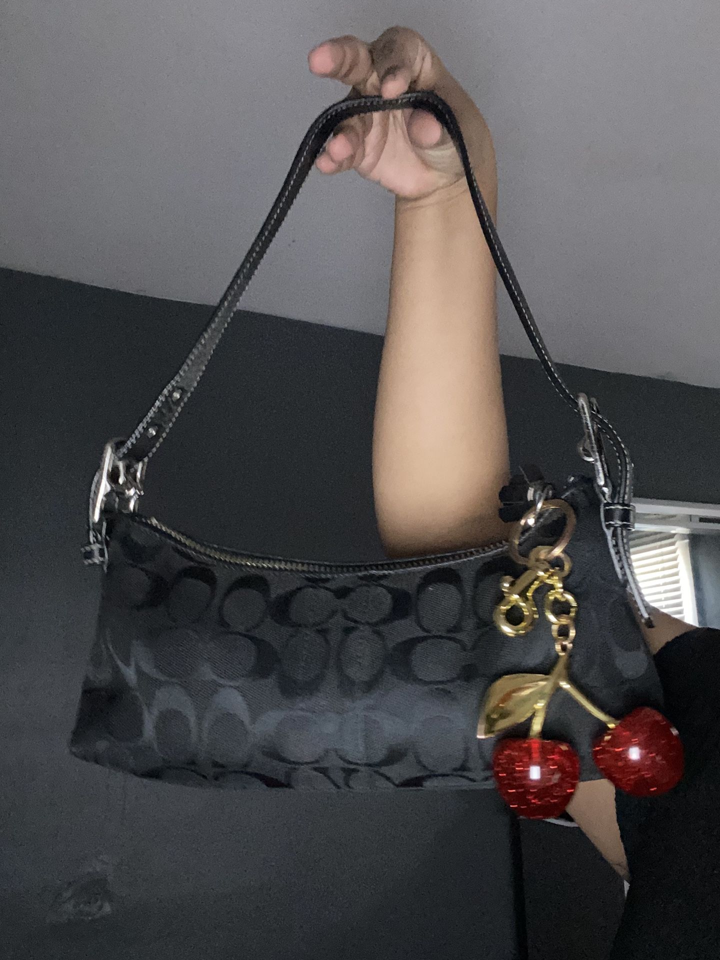 Vintage Coach Should bag with cherry charm Authetic