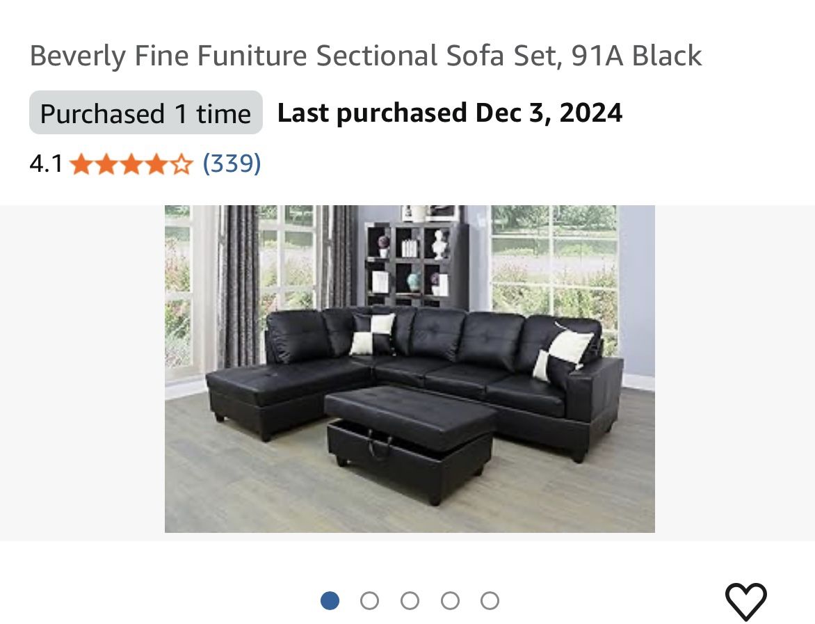 Black Sectional Like Brand New!!!