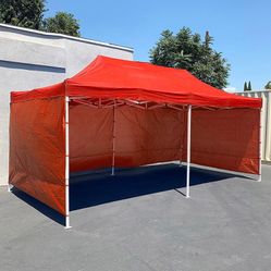 $225 (New in Box) Heavy-duty black 10x20 ft canopy with (4 sidewalls) ez pop up outdoor party tent w/ carry bag