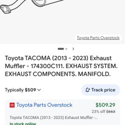 Stock OEM Toyota Tacoma 2013-2023 Exhaust Muffler 174300C111