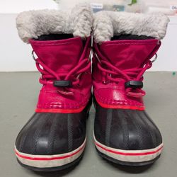 SOREL Kids Snow Boots - Pink & Black, Waterproof, Cozy Fleece Trim - size 11k