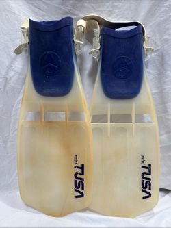 White & Blue TUSA Mini Travel Fins Youth Size