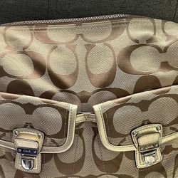 Coach Tan Signature Print Shoulder Bag COA