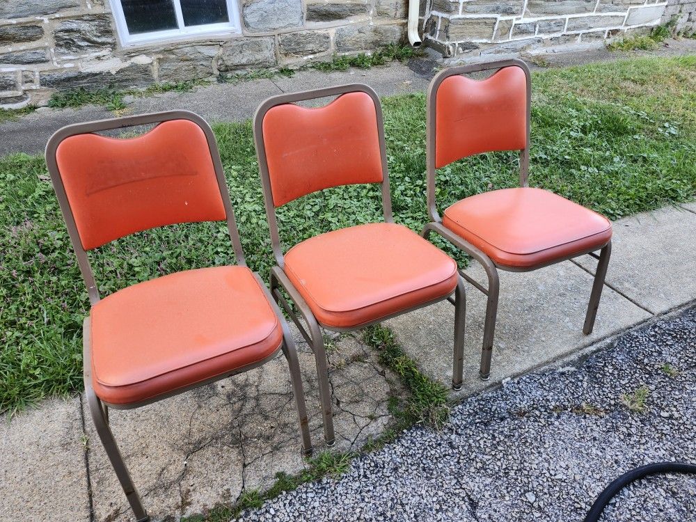 Metal Cusion Chairs Lot Of 3