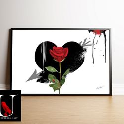 Big 24x36 Framed Art Print - Rose Heart