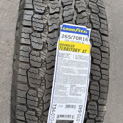 Single (1) 265 70 16 Goodyear Wrangler Territory AT Tire