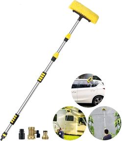 5-12 Foot (20 ft Reach) Car Wash Brush with 12-Inch Soft Bristle ,Gutter Cleaner , On/Off Switch Telescopic Car Truck Washing Brush