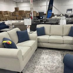 Beige Custom Sofa And Love Seat