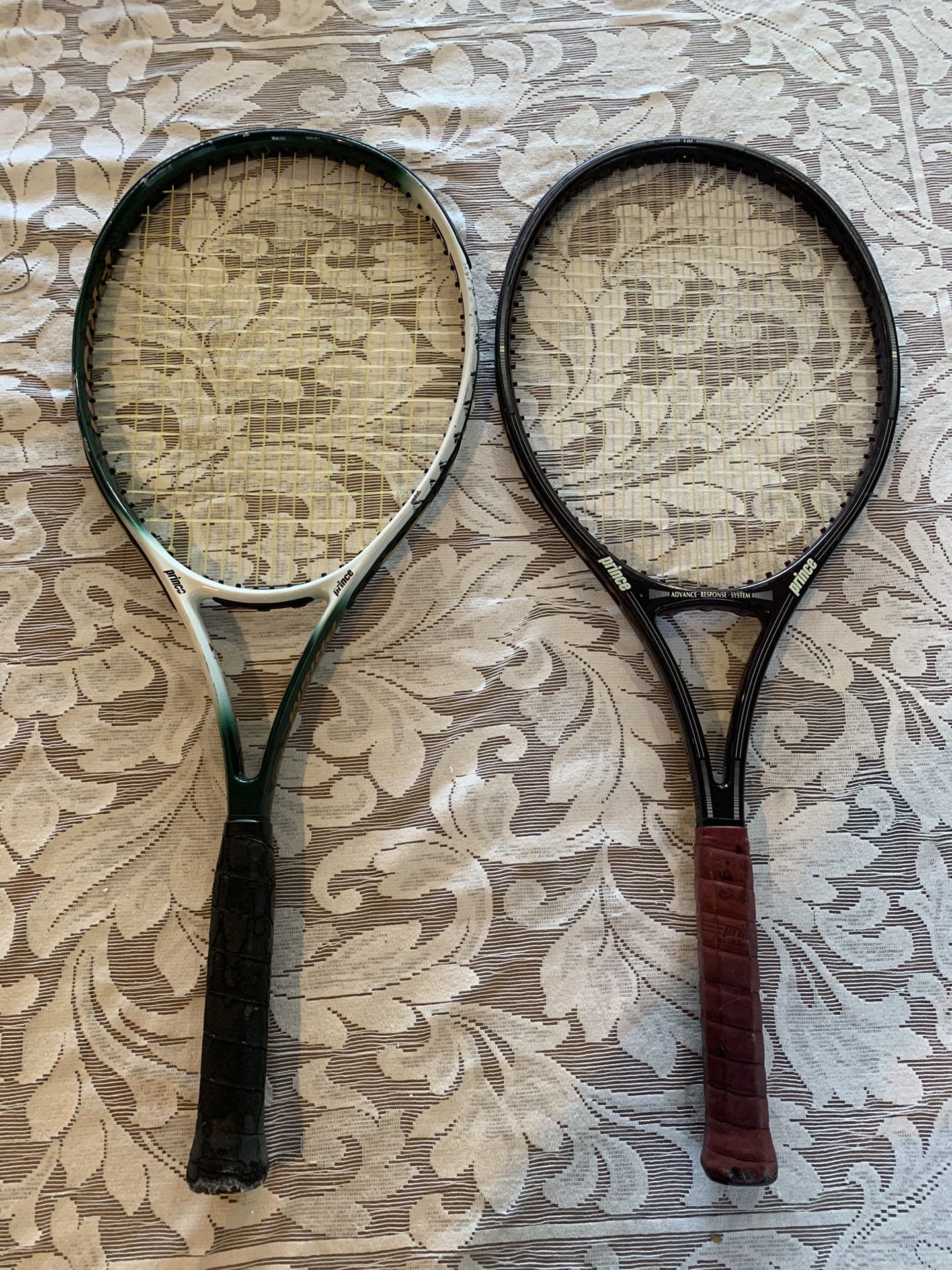 Two Prince tennis rackets