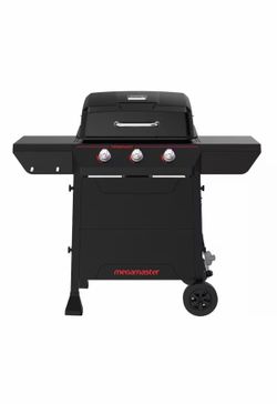 MegaMaster 3-Burner Propane Gas Grill in Black