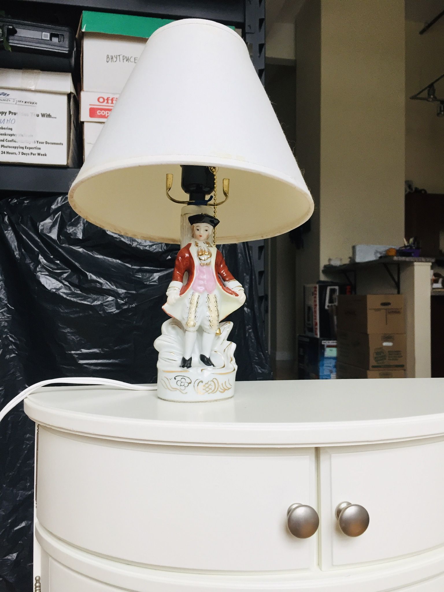 Beautiful Antique table lamp. Baroque Style. Nice and cozy. Like new condition. 2.875” x 3.625”. 13.25” tall. 12” tall when shade is not on it.