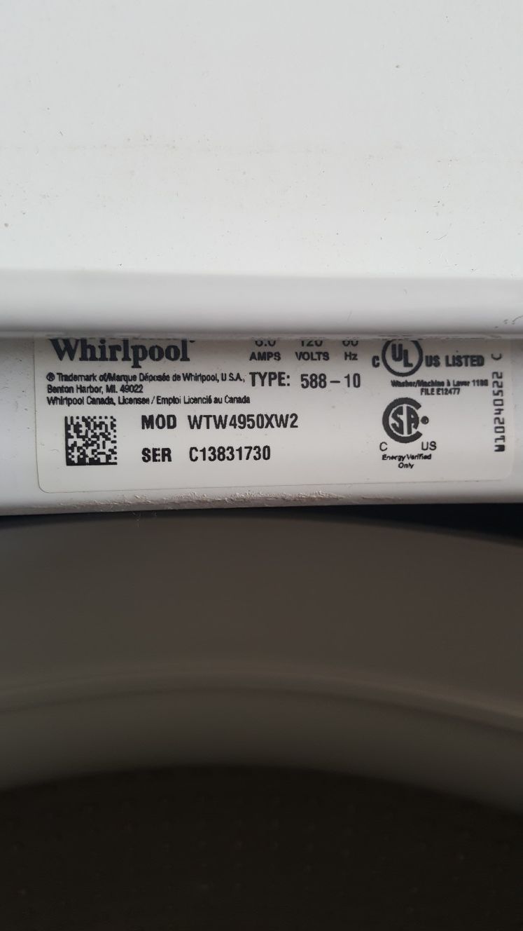 Whirlpool Washer and Dryer Model WTW4950XW2 & WED4900XW0 for Sale in