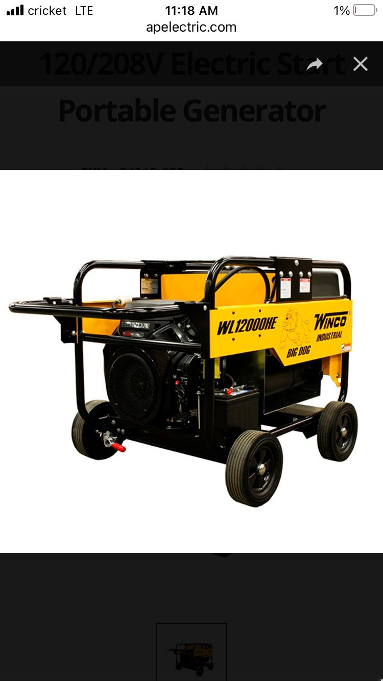 Big Dog WINCO HONDA generator 12000