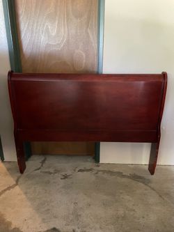 Queen cherry wood sleigh bed frame