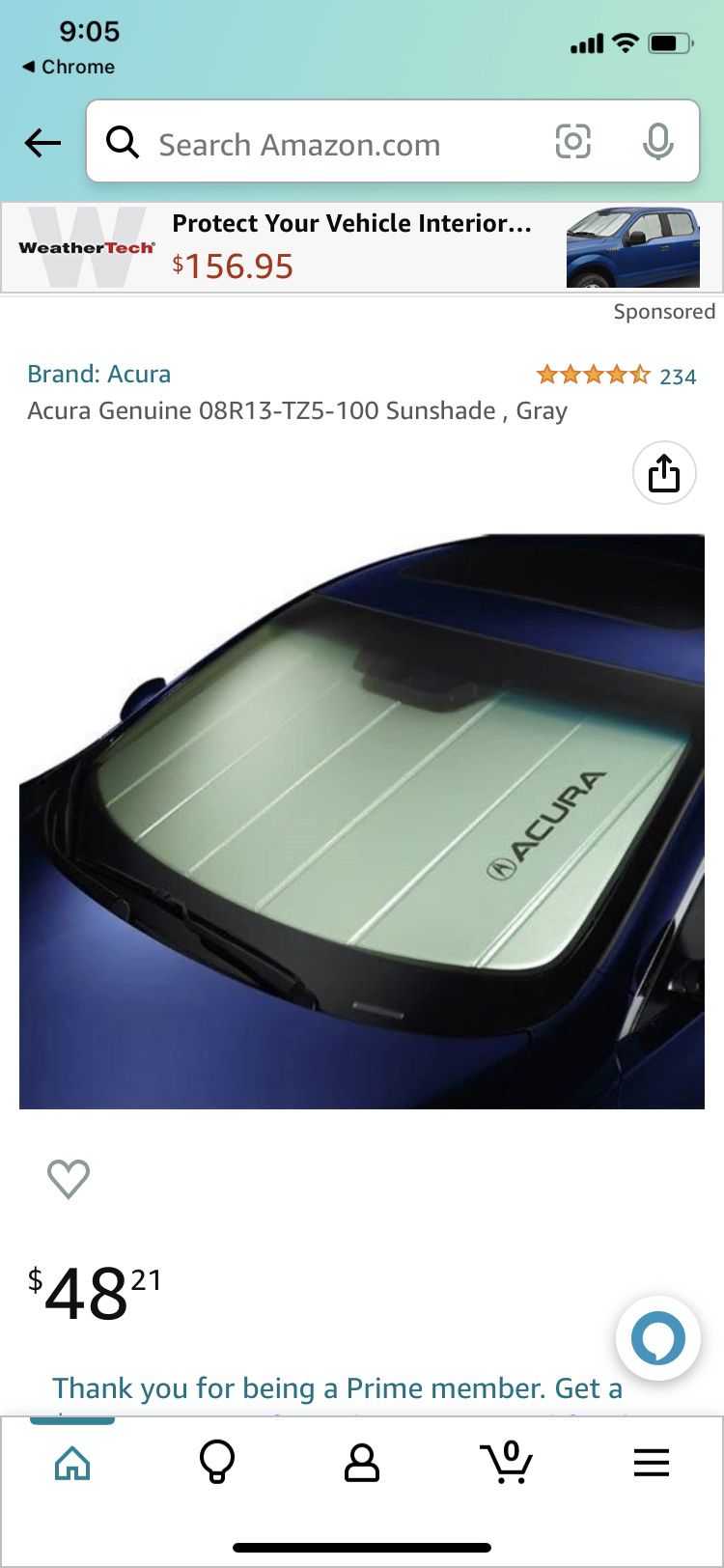 Acura sunshade 2019 - 2021 RDX