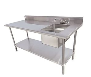 💦🚰Serv-Ware 48" Work Table with Prep Sink(s) / Bowl on Right - 16 Gauge💦🚰