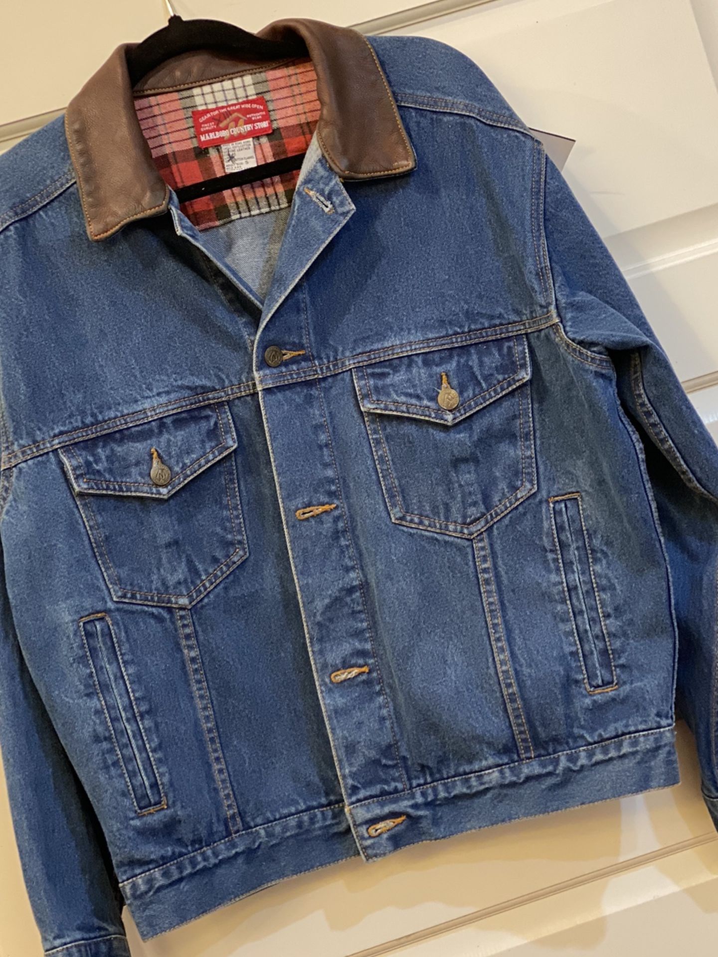Jean Jacket With Leather Collar Marlboro Country Store Brand
