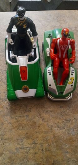 Power Rangers Set Black Ranger Red Ranger Two Power Sleds 1997-99 Bandi