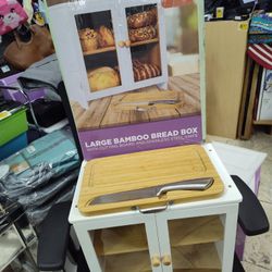 Corner Bread Box for Kitchen Countertop, 2 Tier Bamboo Bread Storage Container for Homemade Bread with Clear Acrylic Door Panel, Bread Bin Farmhouse B