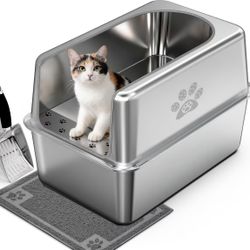 Large Stainless Steel Cat Litter Box