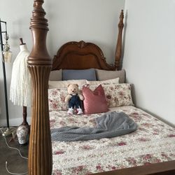 Queen Solid Wood Bed Frame And Casper Mattress 