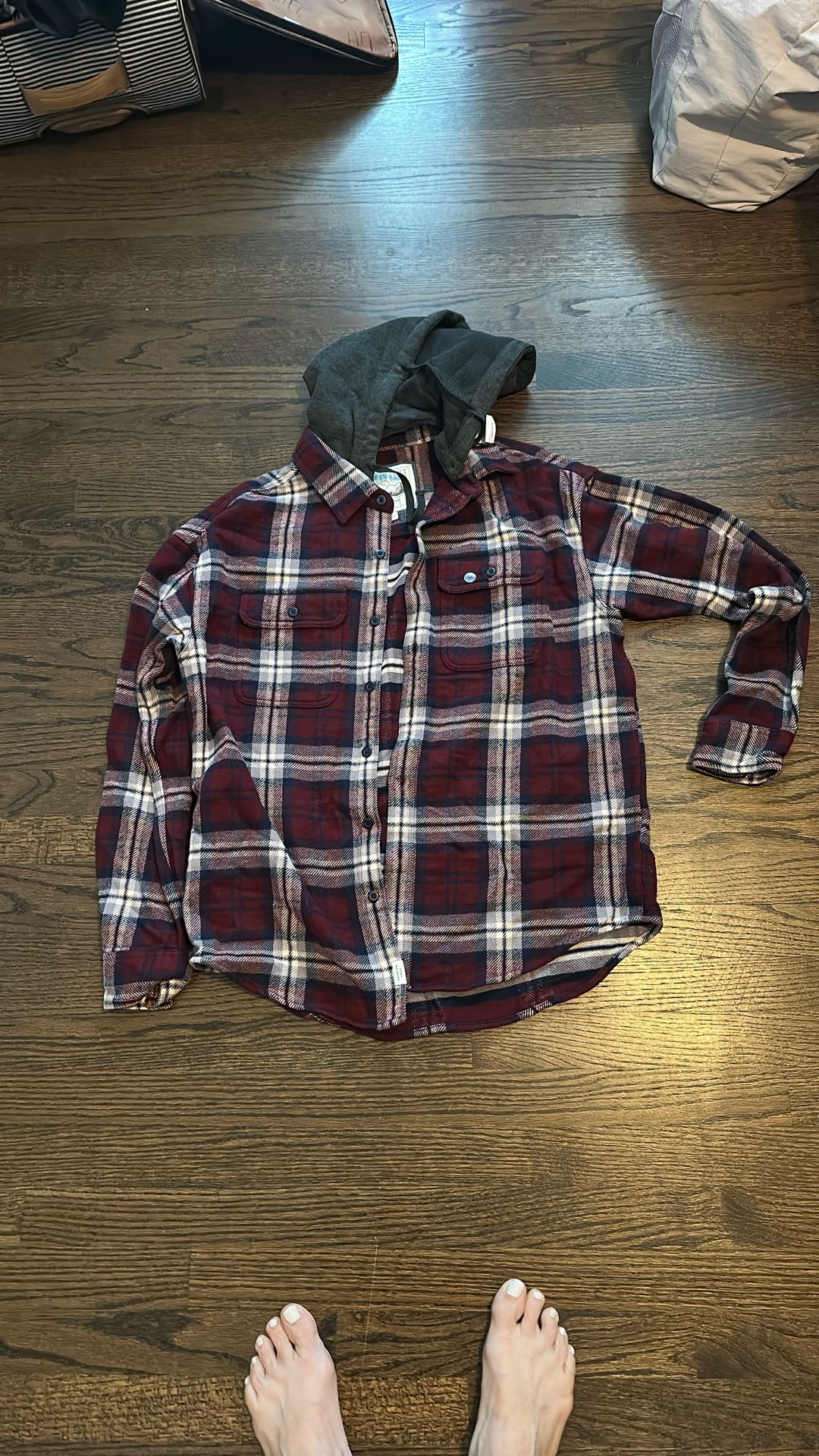 Men’s American Eagle Hooded Flannel Size M NEW