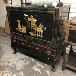 Black Antique Chinese Cabinet Shelf