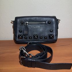 Marc Jacobs Designer Recruit Chipped Black Studded Crossbody Bag Purse