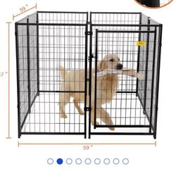Dog Kennel Playpen, Black, 4.9 x 4.9 x 3.9 -ft