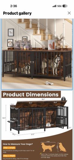Large Double Dog Crate Furniture Kennel