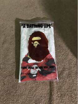 White BAPE Red Camo Big Ape Head Tee (New with Tags)