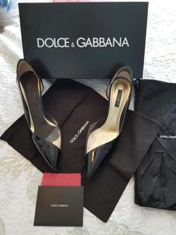 Dolce & Gabbana Black Patent Leather & Clear Cutout Heels