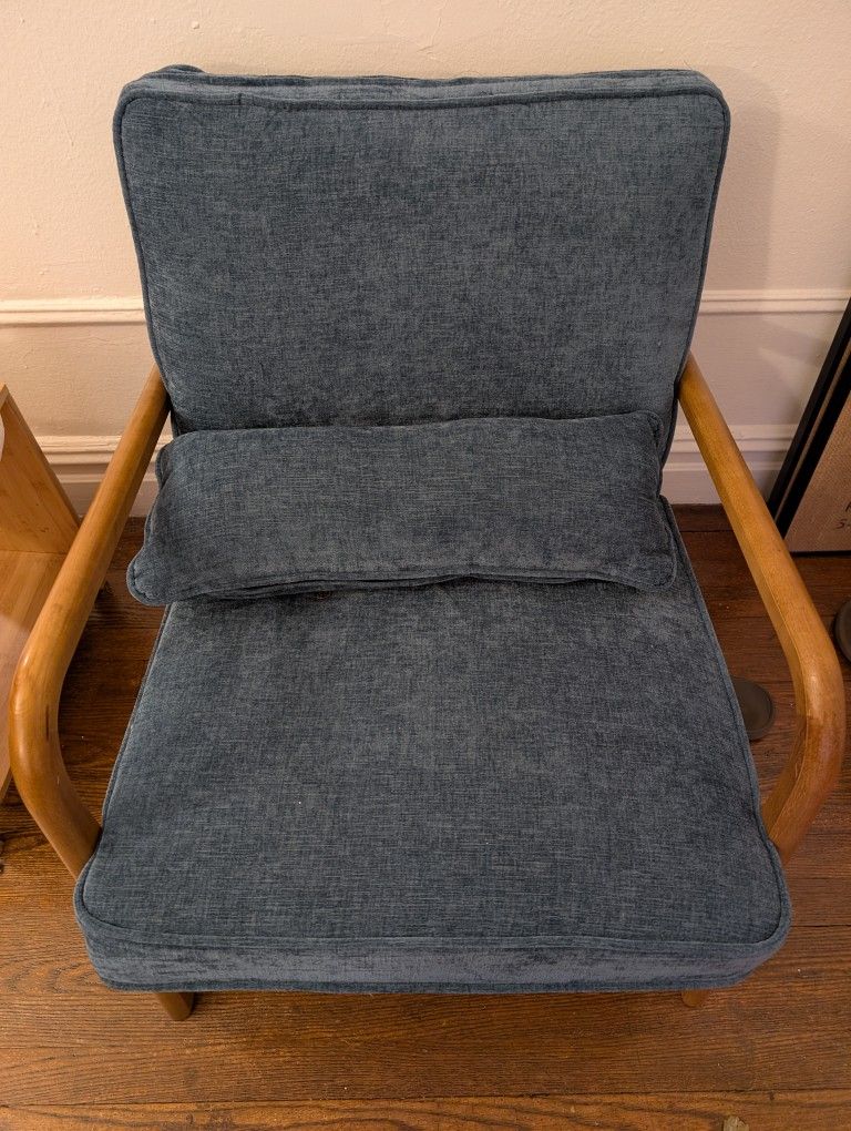 Mid Century Modern Navy Blue Accent Chair