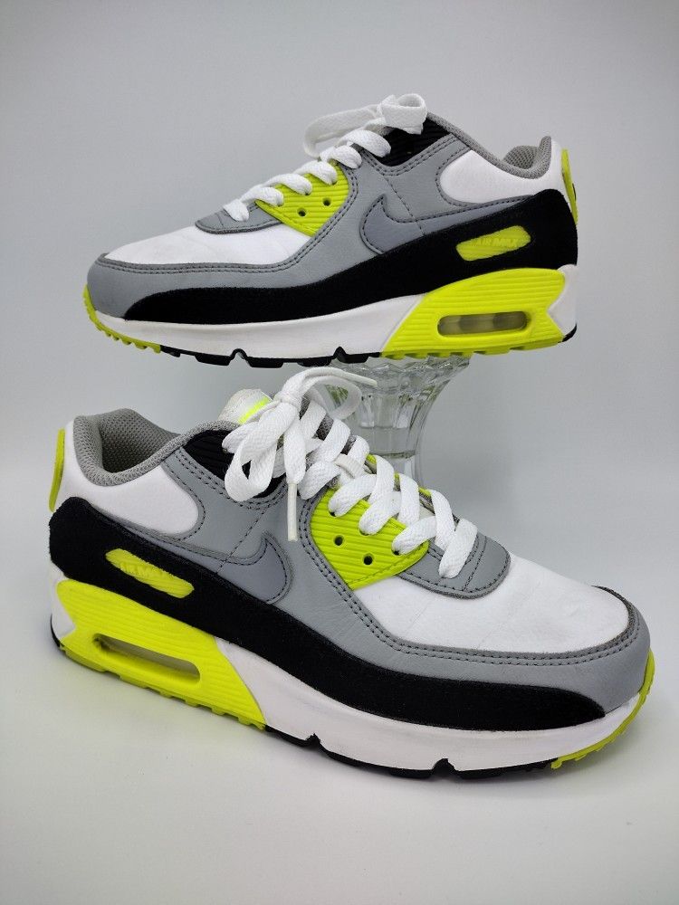 Nike Air Max 90 Og Volt Neon Green Size 4Y Professionally Cleaned