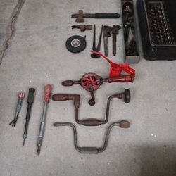 Antique Drills And Bits Box Included 