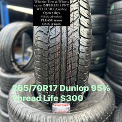 FOUR GOOD USED TIRES 95%TREAD LIFE 265/70/17 DUNLOP  