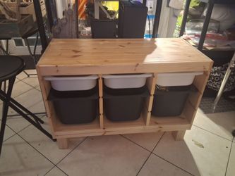 IKEA Trofast Pine Storage Unit with Bins