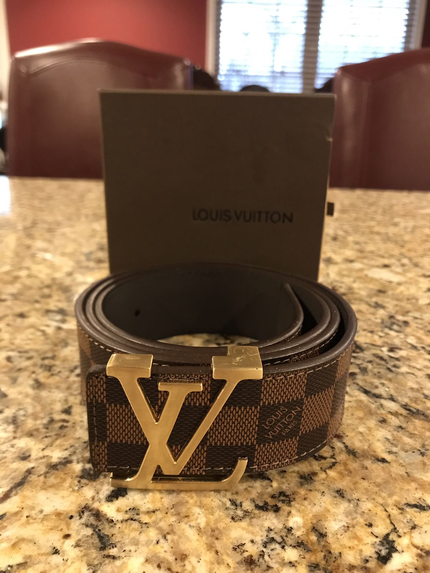 Louis Vuitton brown and gold Leather belt