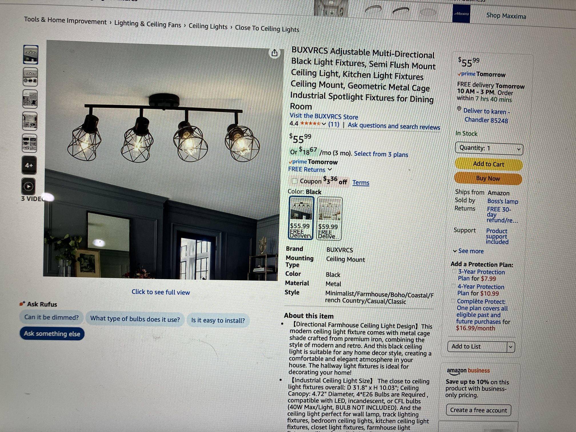 Brand New 4 Light Adjustable Ceiling Lights