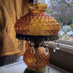 Antique Amber Glass Double Lamp 