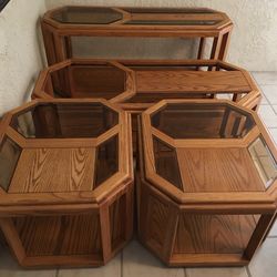 SOLID OAK SET-2 END TABLES, CONSOLE AND COFFEE TABLES!