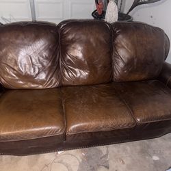 Brown leather couch
