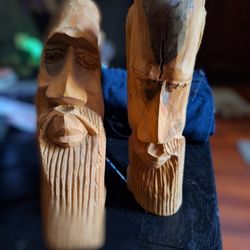 TWO EASTER ISLAND TEAKWOOD CARVINGS