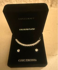 Danecraft Fine Silver Plated Jewelry Set Brand new with box Cubic zirconia necklace and earrings set.