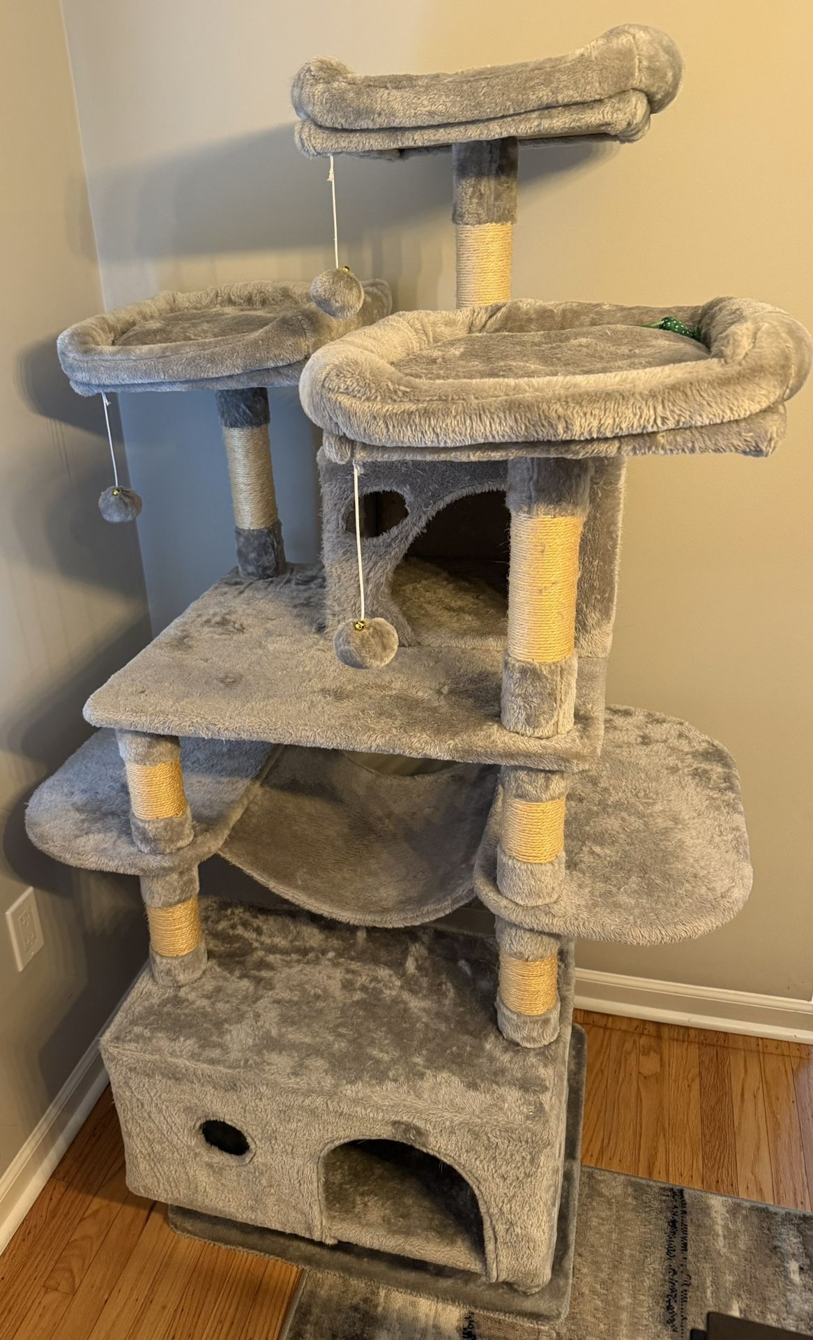 Gray Cat Tree - Gently Used - 62” Tall