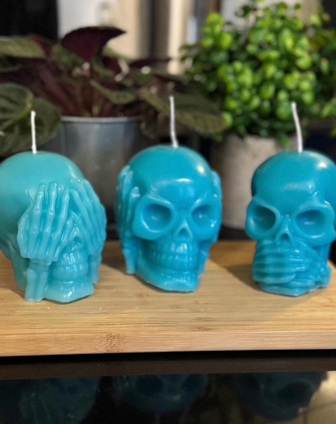 See, Hear, Speak no Evil Skull Candles
