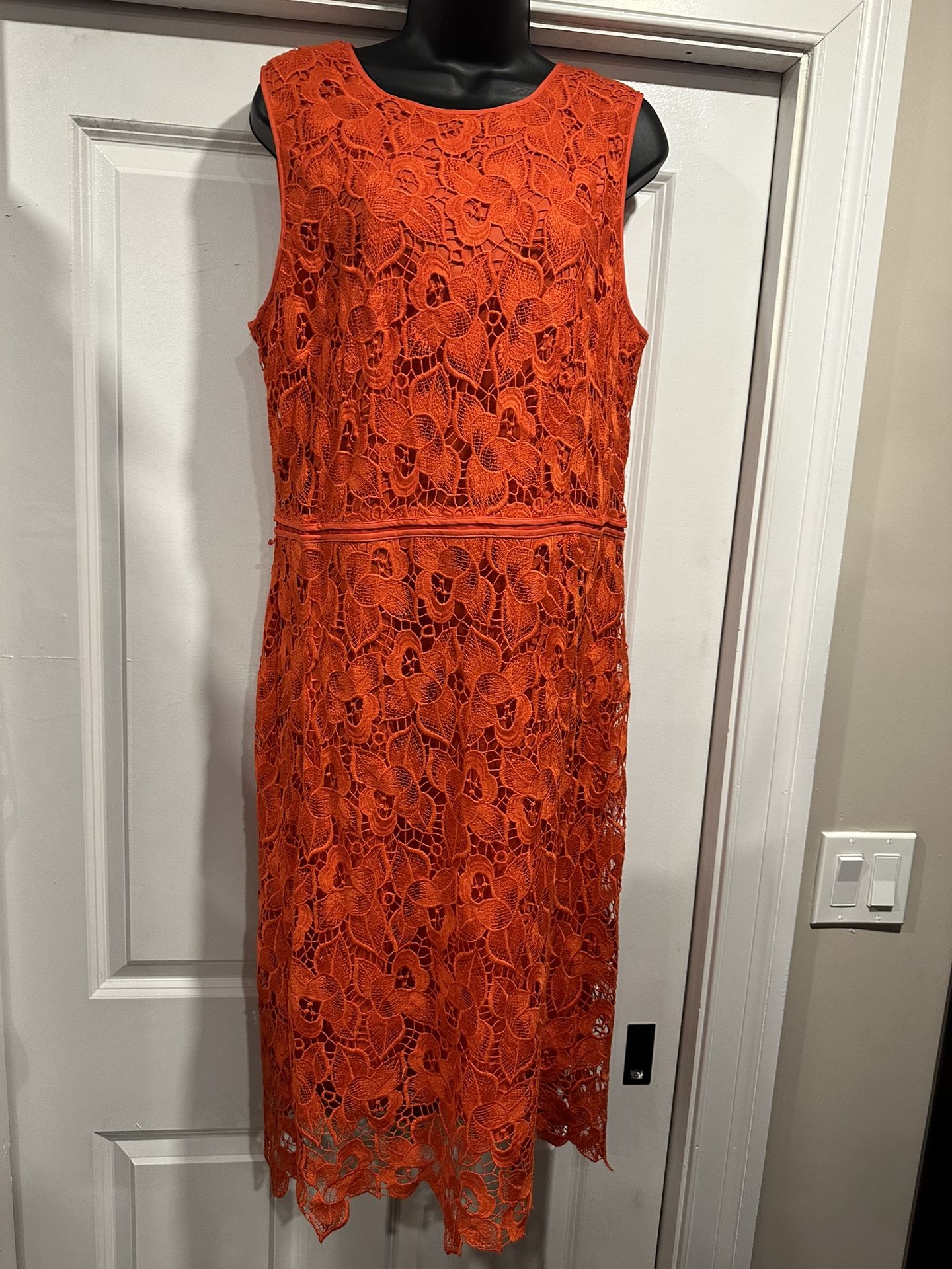 Vibrant Orange Lace Dress by Ann Taylor