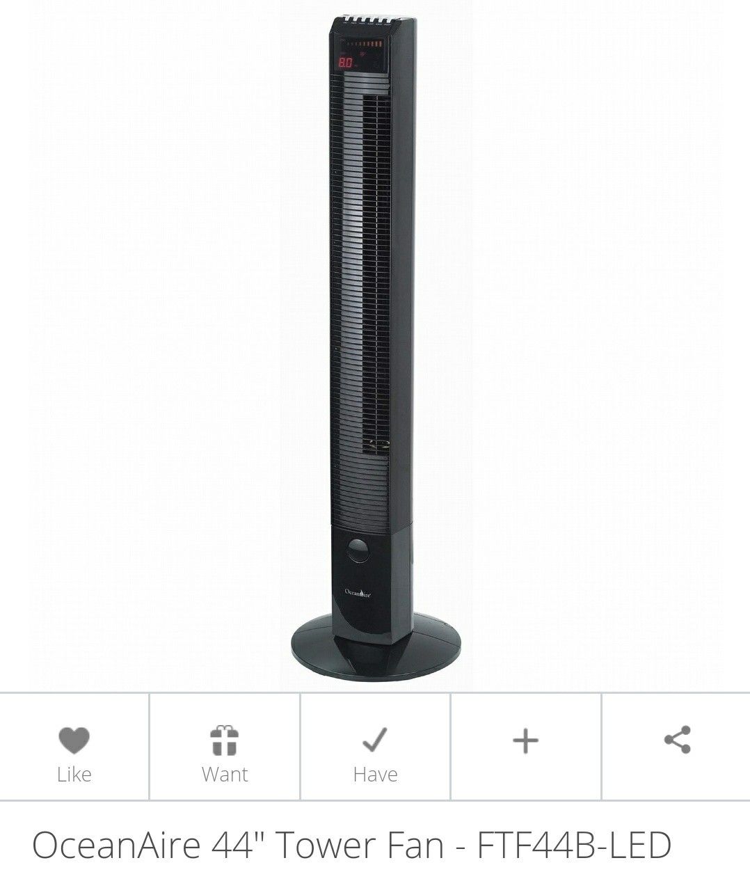 OceanAire 44" Tower Fan -FTF44B-LED