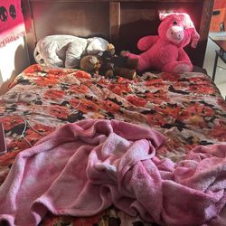 Wooden Queen Size Bed Frame + Box Spring